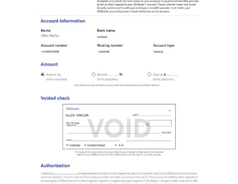 Go2bank Void PDF