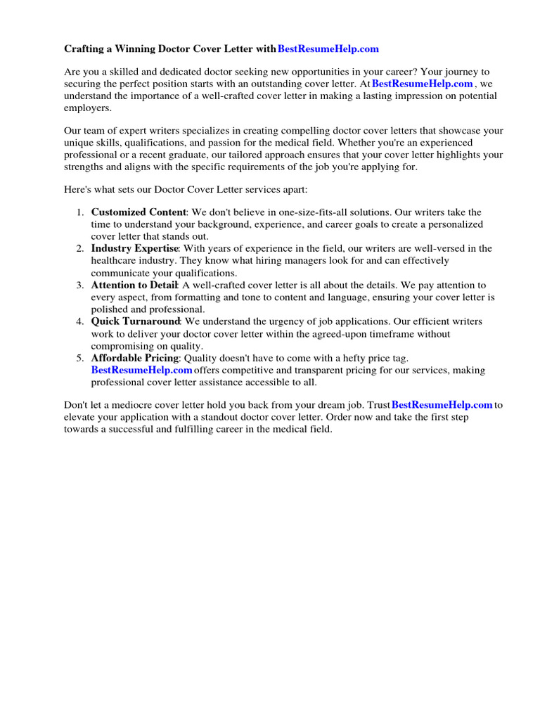 Doctor Cover Letter Sample | PDF | Physician | Résumé