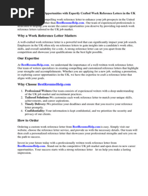 Work Reference Letter Uk