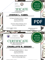 Reader Certificate