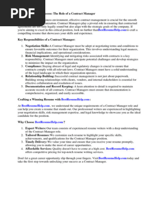 Contract Manager Cover Letter Sample