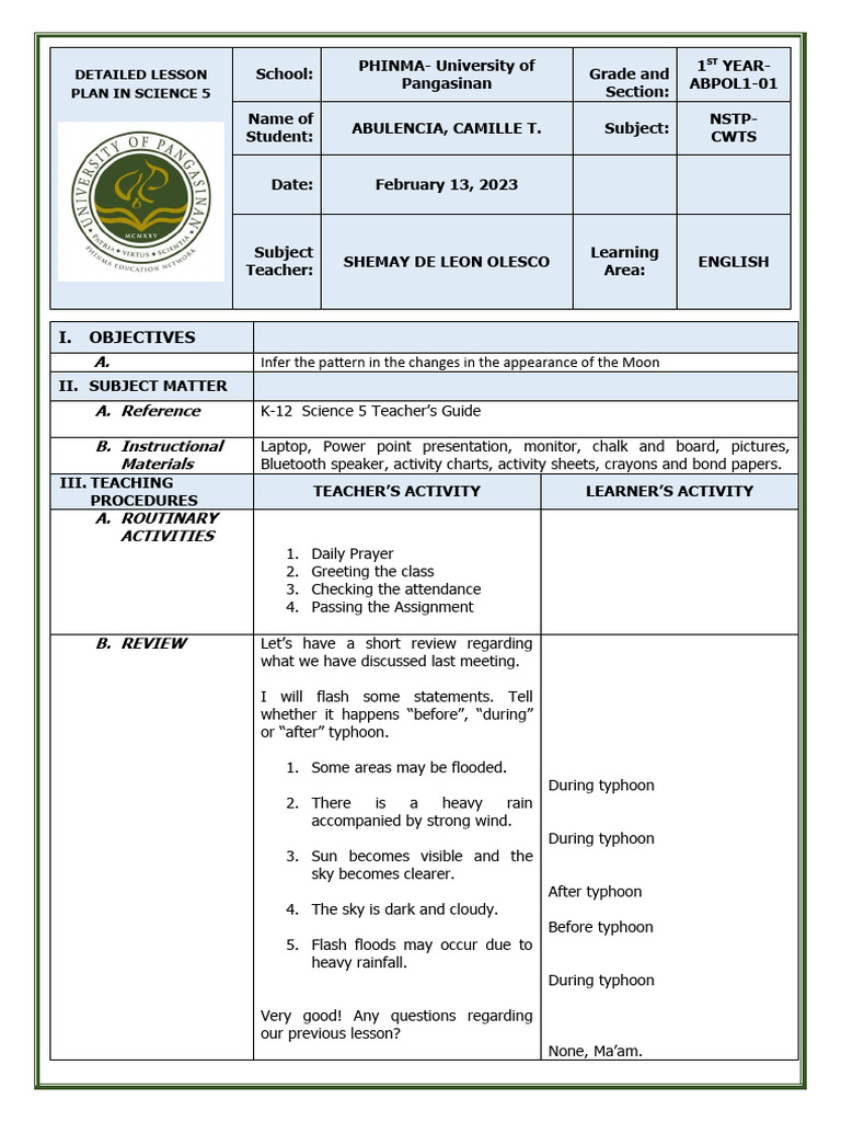 Phases Of The Moon Pdf Moon Sky