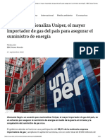 Alemania Nacionaliza Uniper, El Mayor Importador de Gas Del País para Asegurar El Suministro de Energía - BBC News Mundo