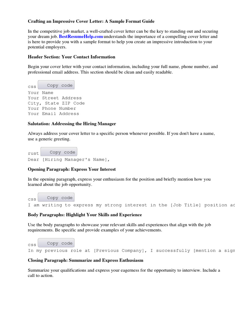 SAMPLE COVER LETTER FORMAT visual data 2