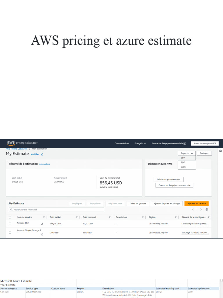 AWS Pricing Et Azure Estimate PDF