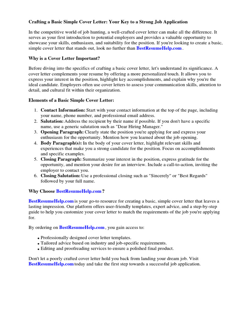 Basic Simple Cover Letter Template | PDF | Résumé