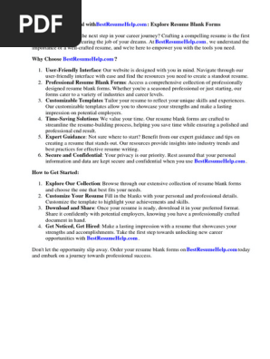 Resume Blank Forms to Fill Out