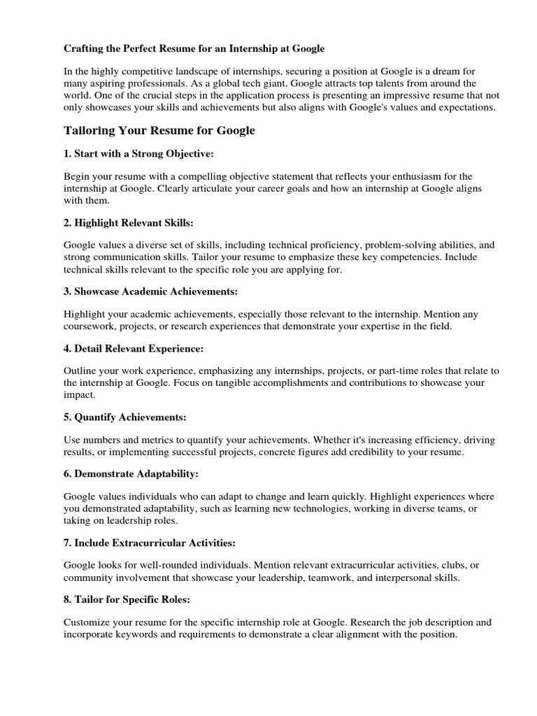 Resume for internship at google download free pdf r sum internship