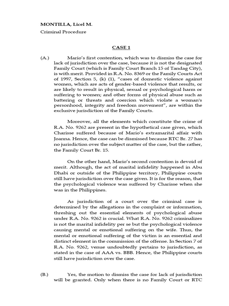 MONTILLA, Licel M. 1st Assignment in Criminal Procedure PDF