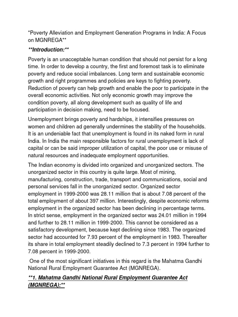 Poverty Alleviation and Employment Generation Programs in India (2) PDF Poverty Poverty
