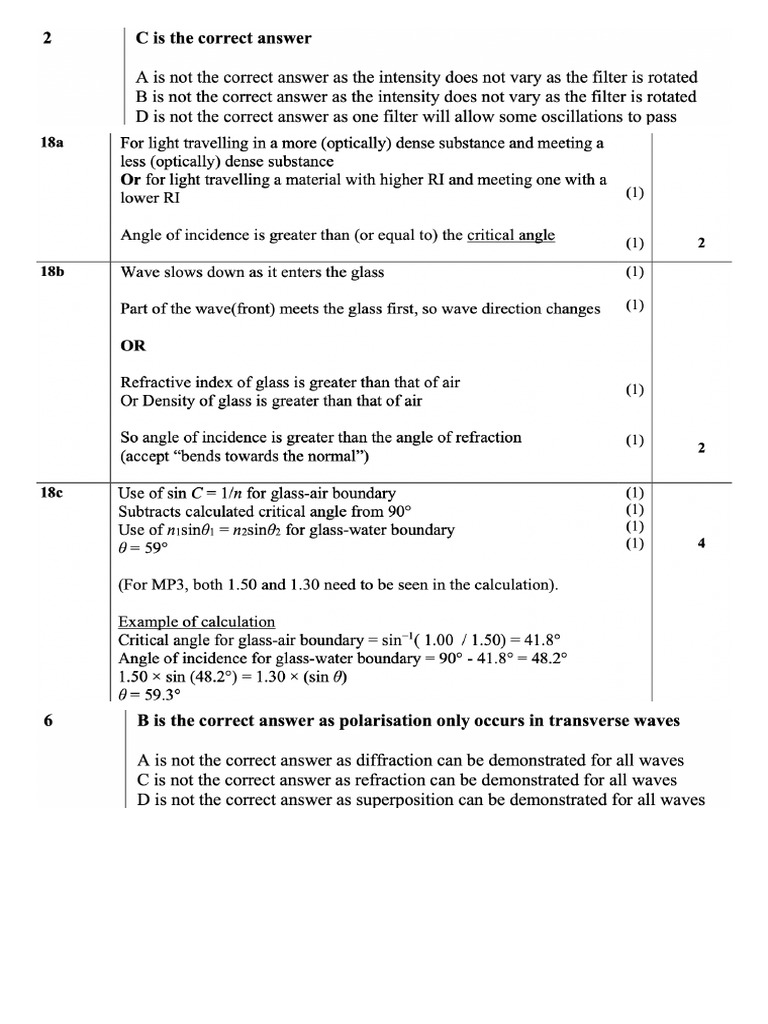 PDF 9 Reflection, Refraction & Polarisation Answers | PDF