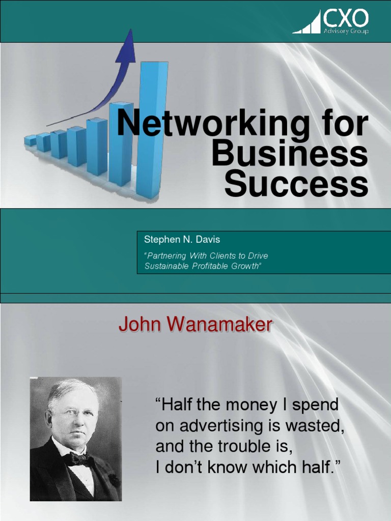 Networking For Business Success PDF Sales Strategic Management