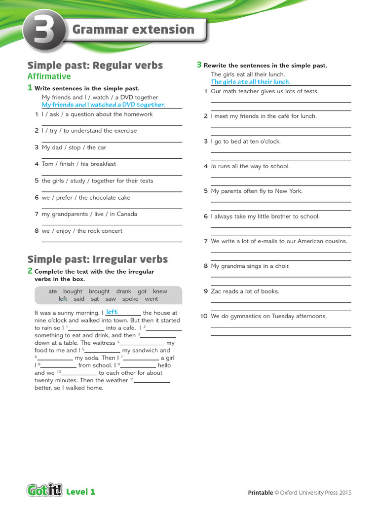 GI1 GR Grammar Extension Unit 3 | PDF