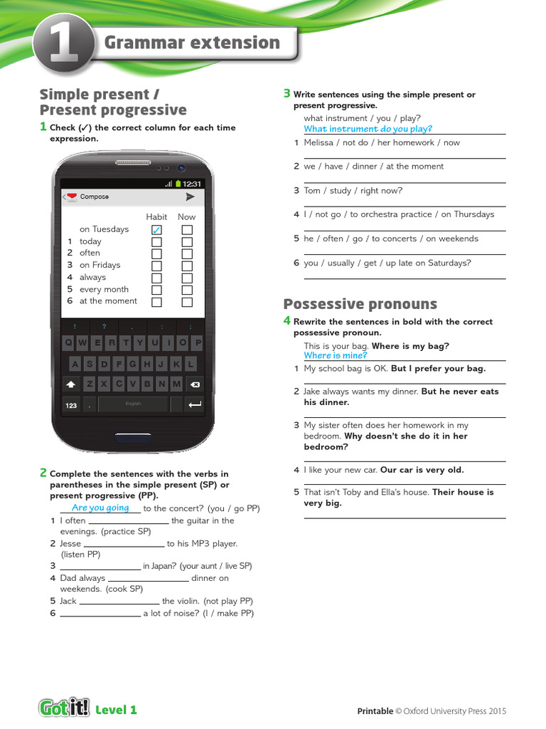 GI1 GR Grammar Extension Unit 1 | PDF | Languages | Foreign Language ...