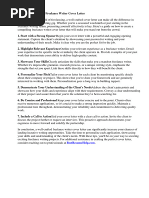 Freelance Writer Cover Letter