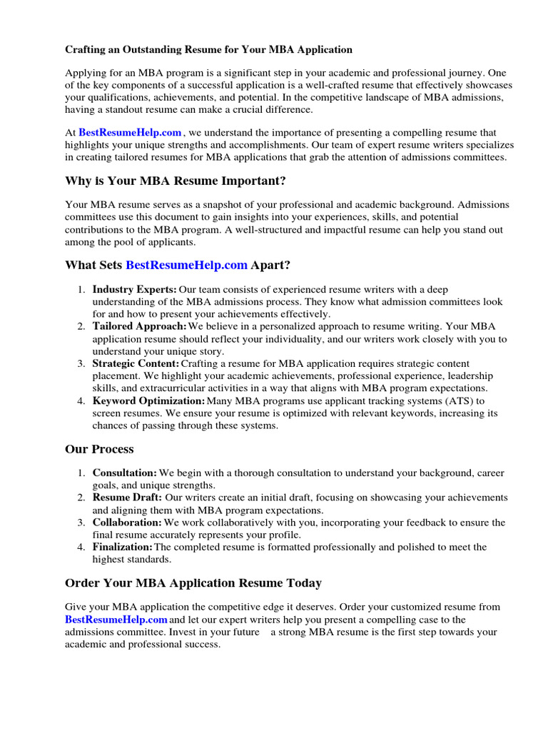 MBA Application Resume Crafting Guide | PDF | Résumé | Master Of ...