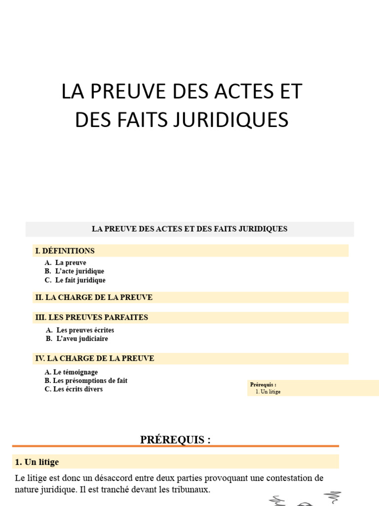 Preuve des actes et faits juridiques | PDF | Charge de la preuve (Droit ...