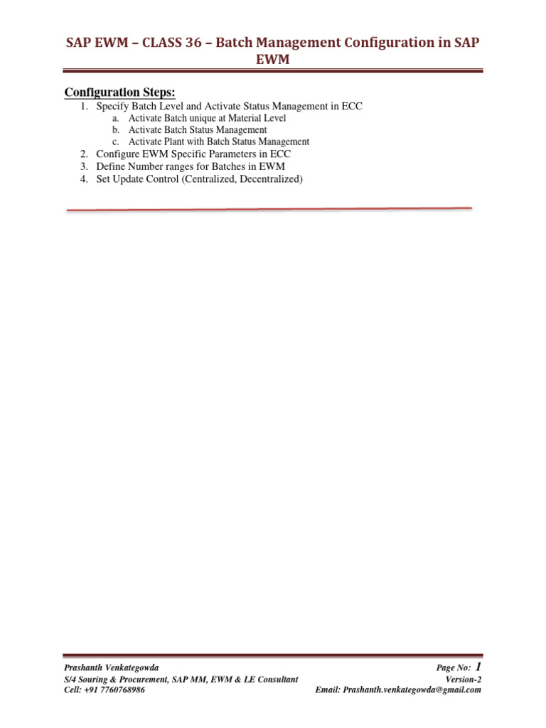 Batch Management in SAP EWM Configuration | PDF | Computing