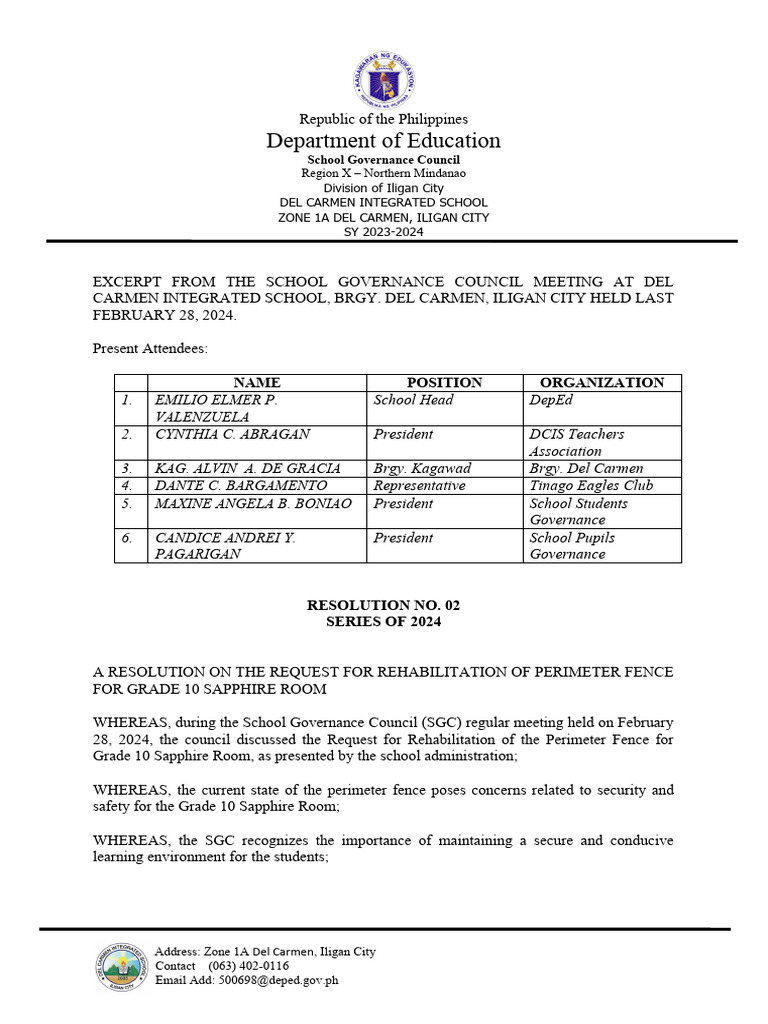 SGC Resolution ON Fence | PDF