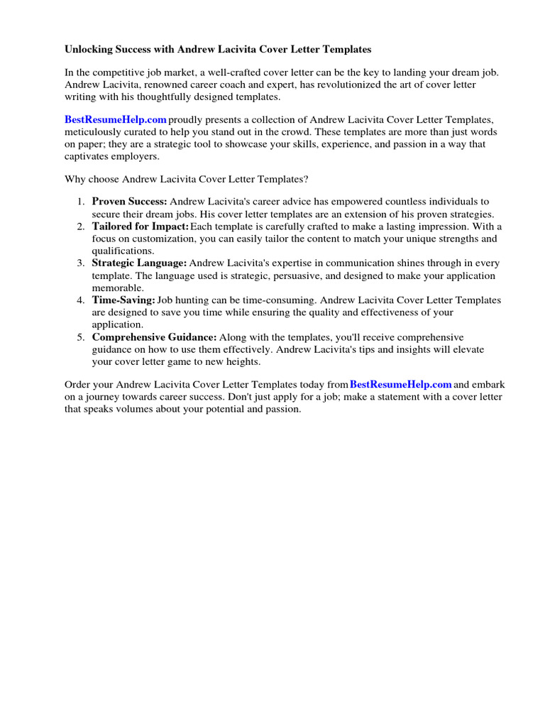 Andrew Lacivita Cover Letter Template PDF Résumé Job Interview