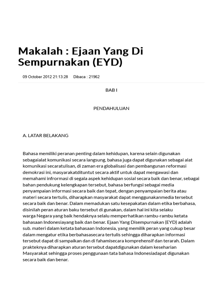 Panduan EYD: Sejarah dan Aturan Ejaan | PDF