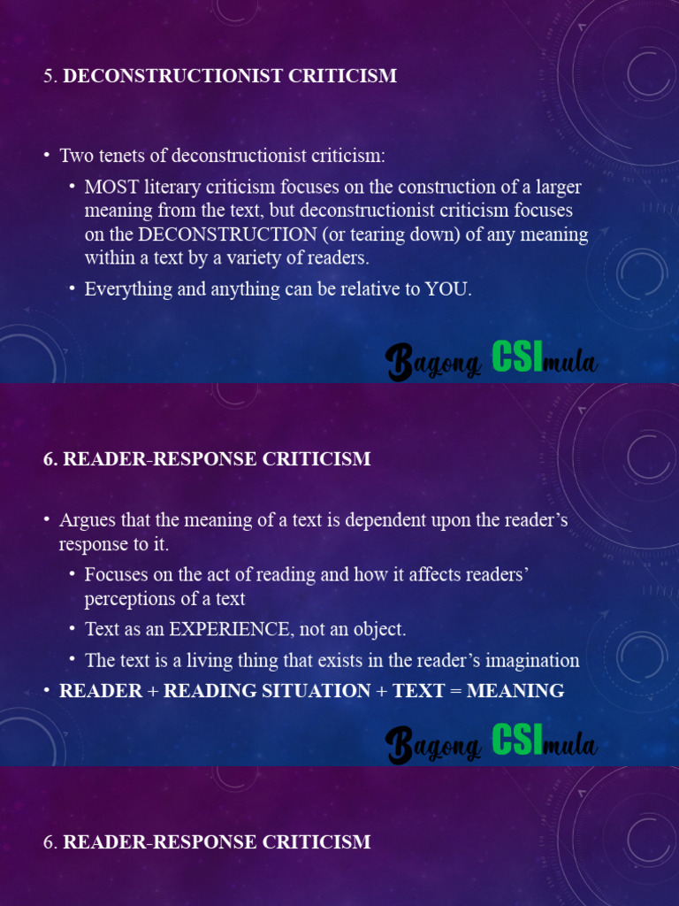 Literary Criticism Approaches Explained | PDF | Deconstruction | Karl Marx