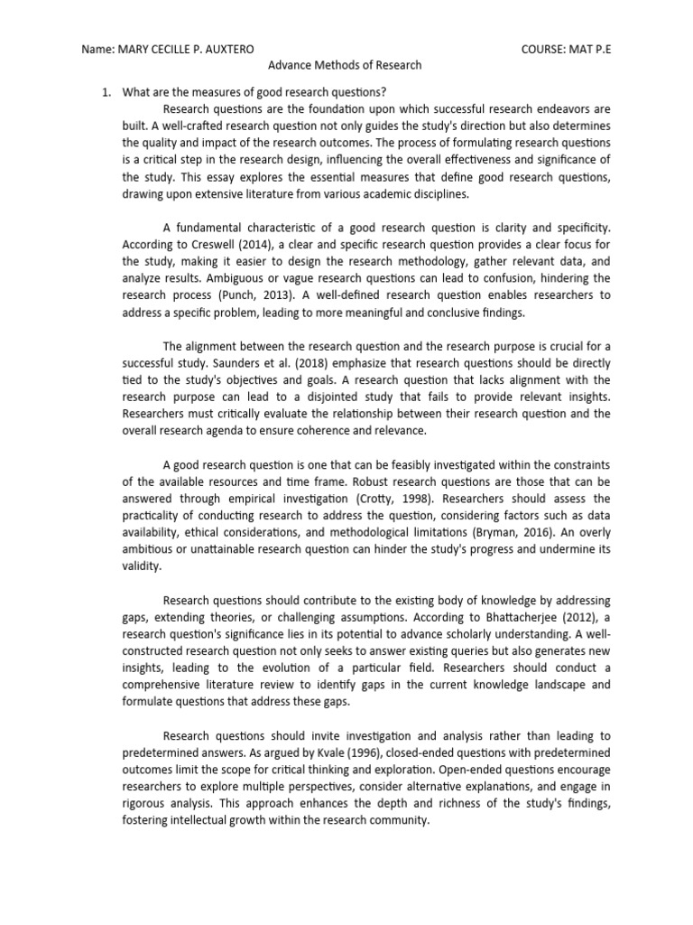 Comprehensive Exam Methods of Research Answer Auxtero | PDF ...