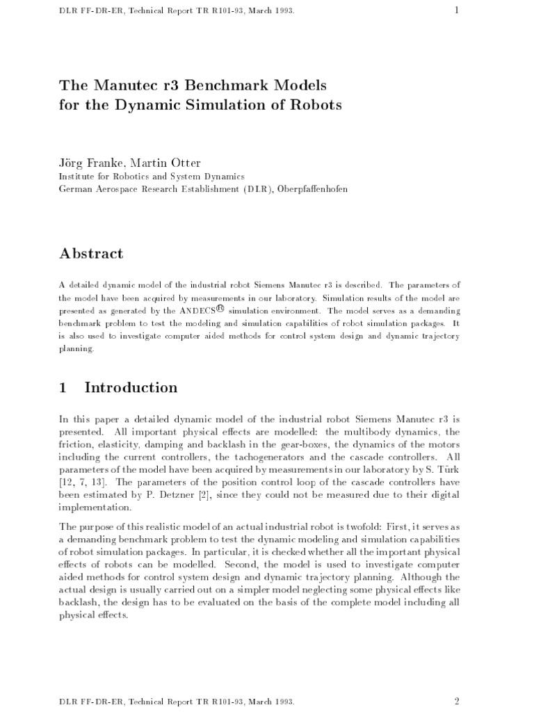Manutec Robor Dynamic Simulation | PDF | Torque | Rotation