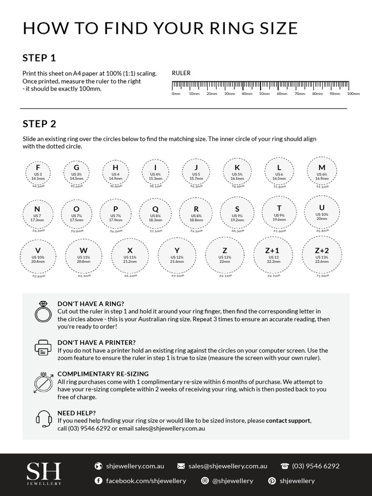 Printable Ring Sizing Guide | PDF