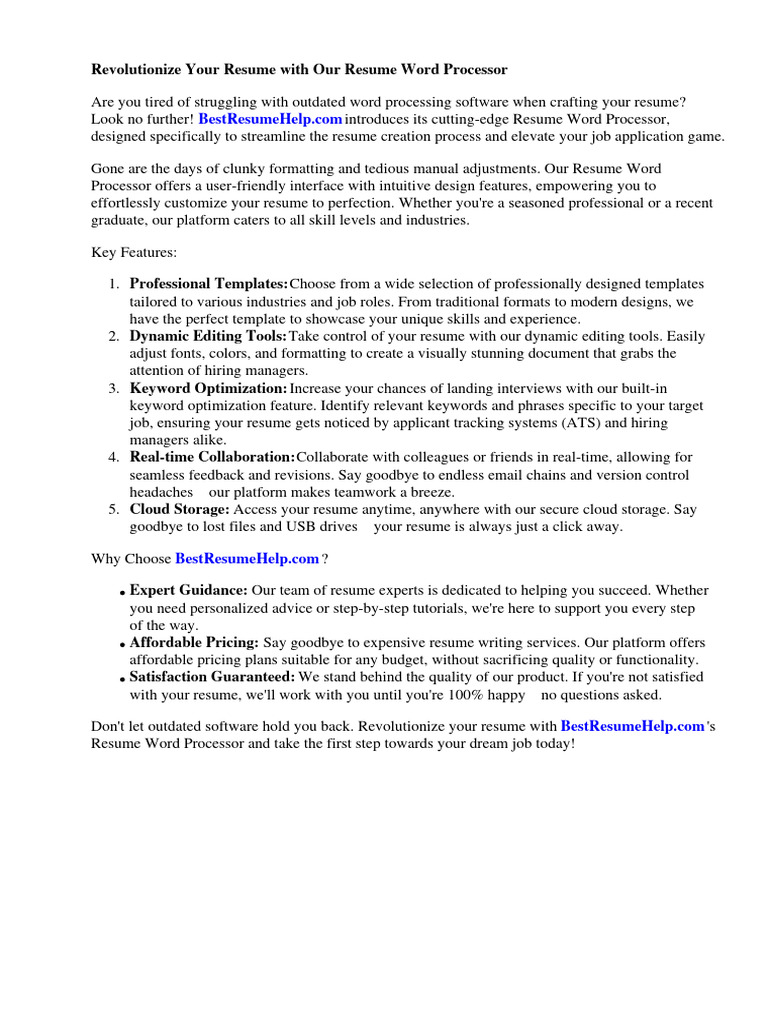 Resume Word Processor | PDF | Résumé | Mortgage Loan