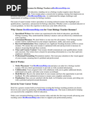 Resume for Biology Teachers