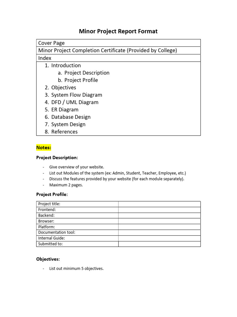 Minor Project Report Format | PDF | Software Engineering | Software ...