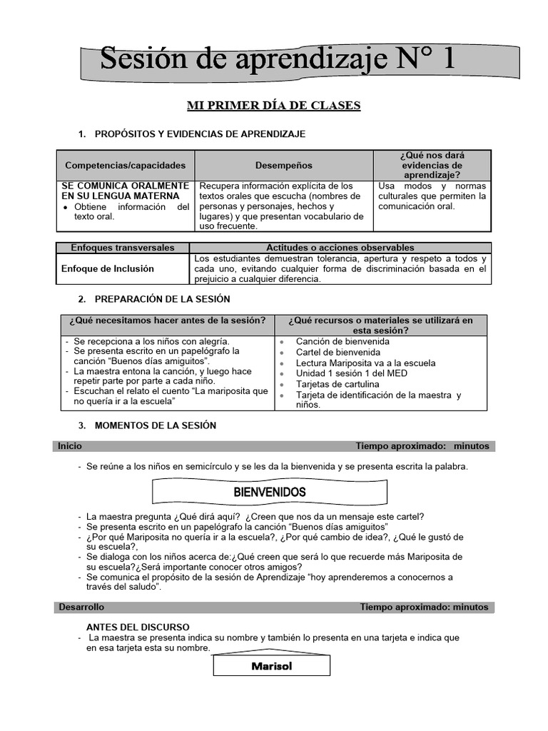 Primer Día de Clases: Actividades y Reflexiones | PDF | Aprendizaje ...
