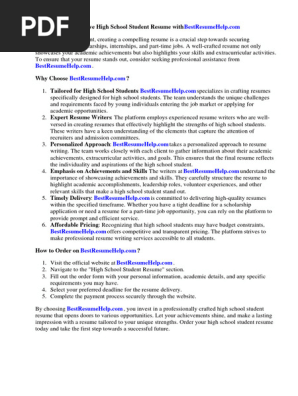 High School Student Resume Objective