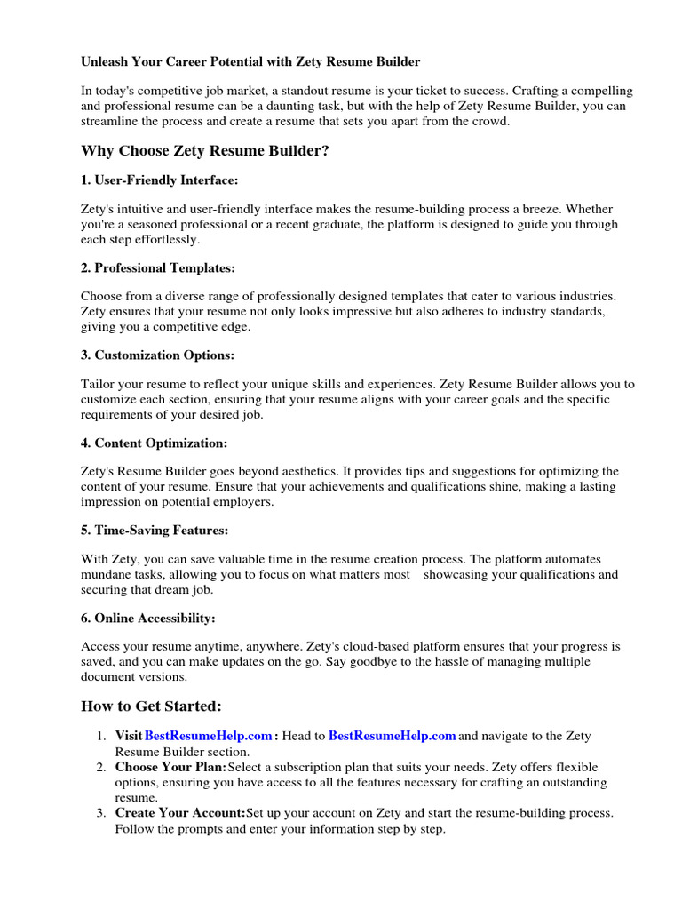 Zety Resume Builder: Elevate Your Career | PDF | Résumé | Social Media