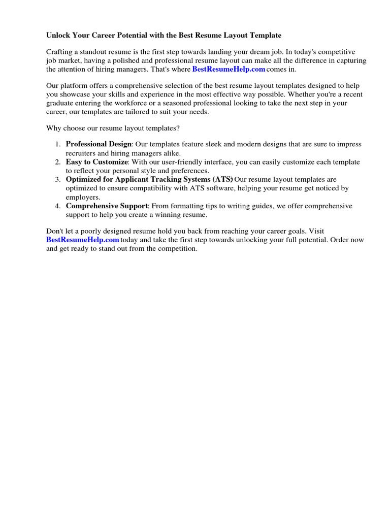 Best Resume Layout Template PDF Résumé Page Layout
