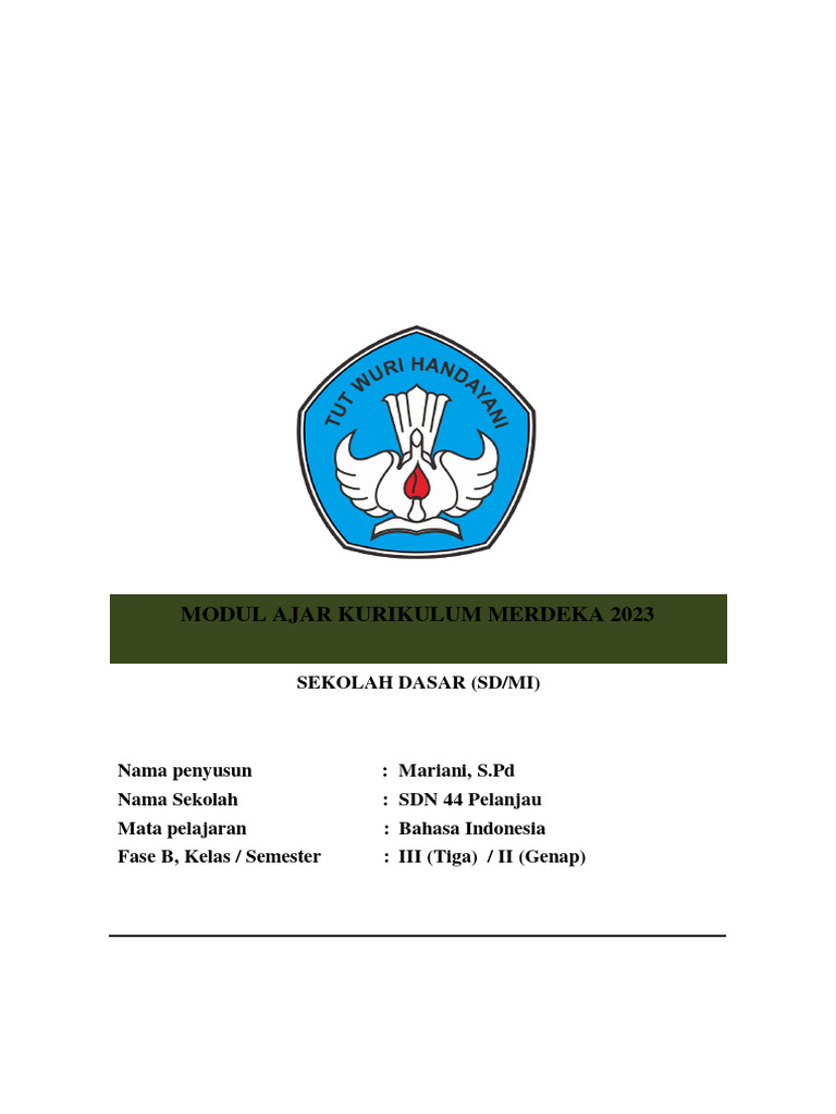 Modul Ajar Bahasa Indonesia Kelas 3 | PDF | Karier & Perkembangan ...
