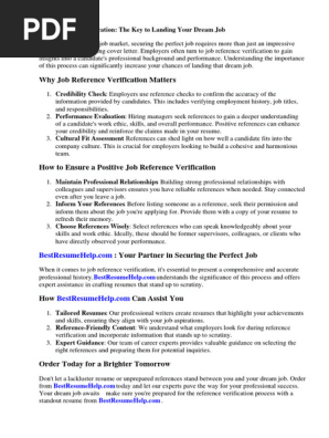 Job Reference Verification Form