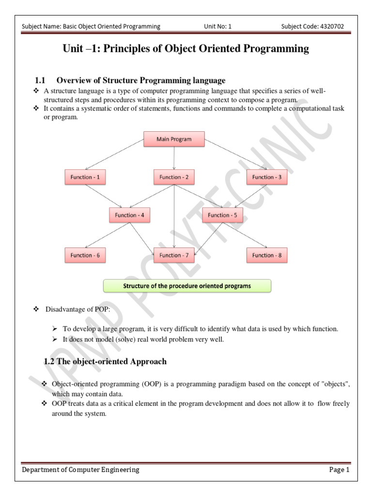 Principles of Object Oriented Programming | PDF | Object Oriented ...