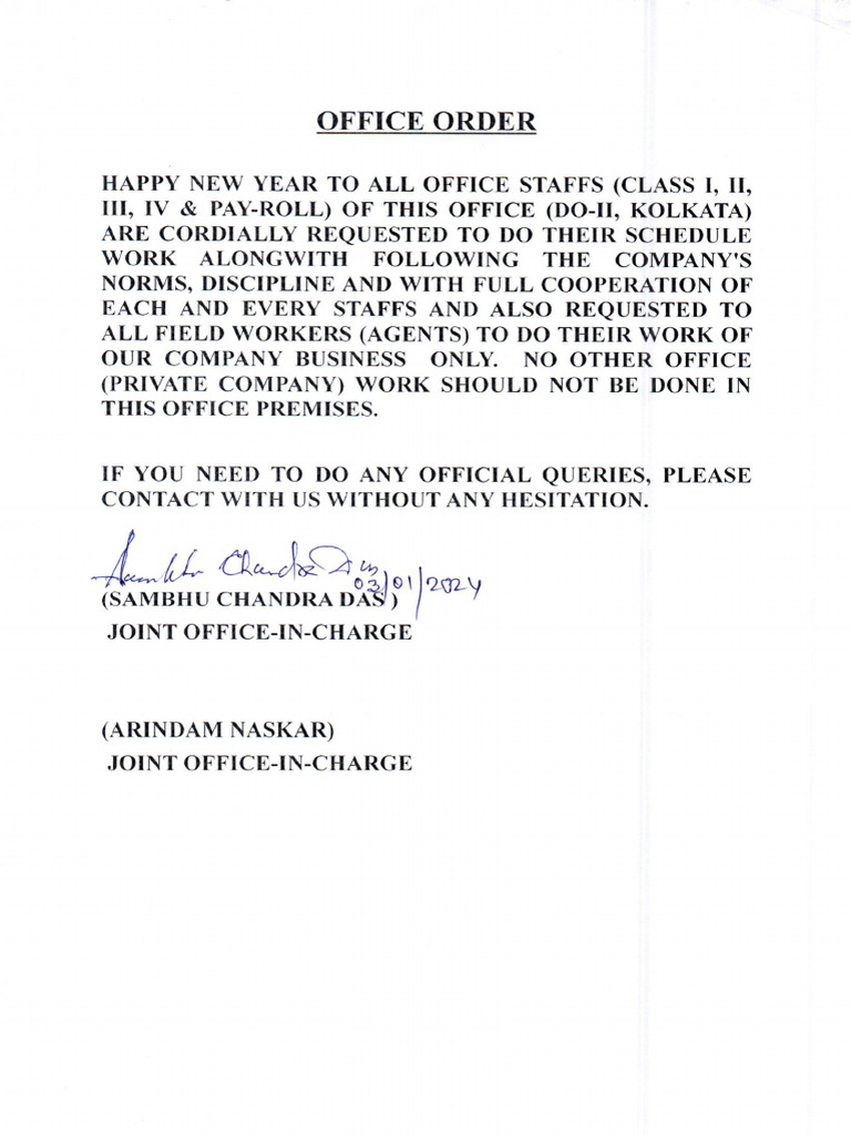 Office Order 03.01.24 | PDF