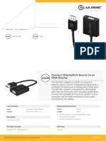 ALOGIC - SpecSheet - DisplayPort To VGA Adapter - DP-VGA-ADPC