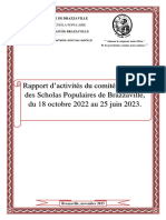 Rapport D'activités Du Comité Diocésain Du18 Octobre 2022 Au 30 Septembre 20