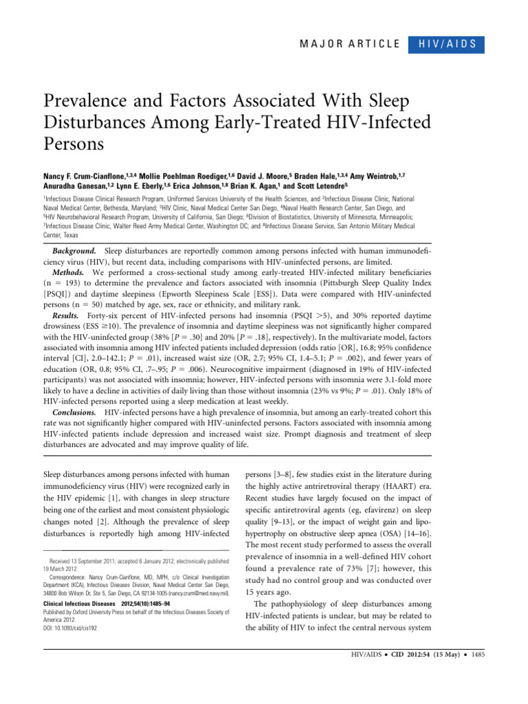 Prevalence and Factors Associated With Sleep Disturbances Among Early ...