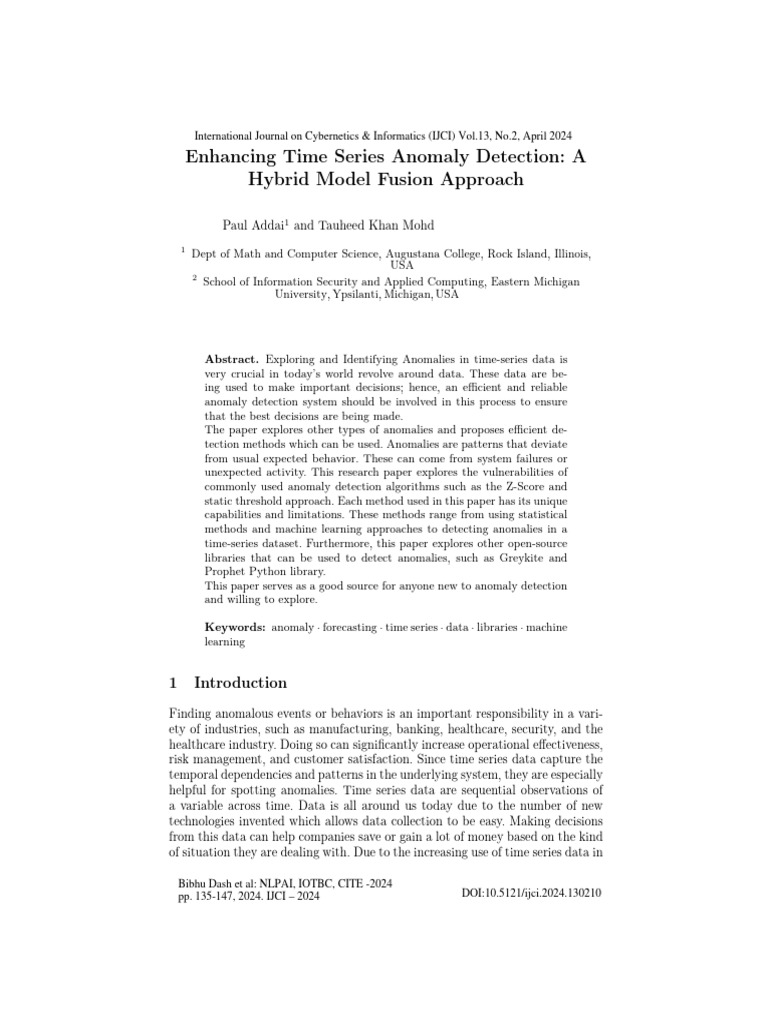 Time Series Anomaly Detection Methods | PDF | Forecasting | Time Series