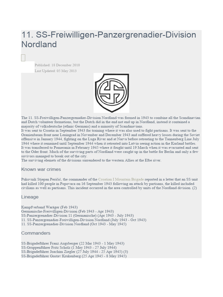 11 SS Nordland | PDF | Waffen Ss | World War II
