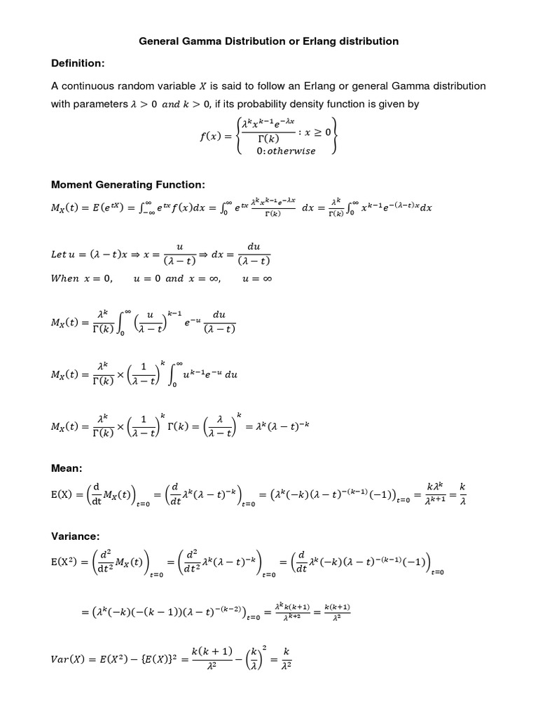 Gamma Distribution | PDF | Probability Distribution | Random Variable