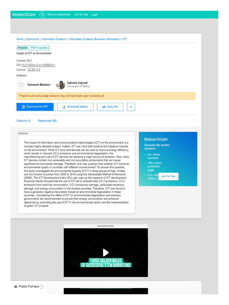 Impact of ICT On Environment | PDF | Information And Communications ...