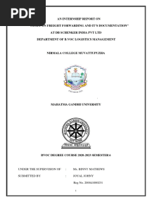 Internship Report - Freight Forwarding