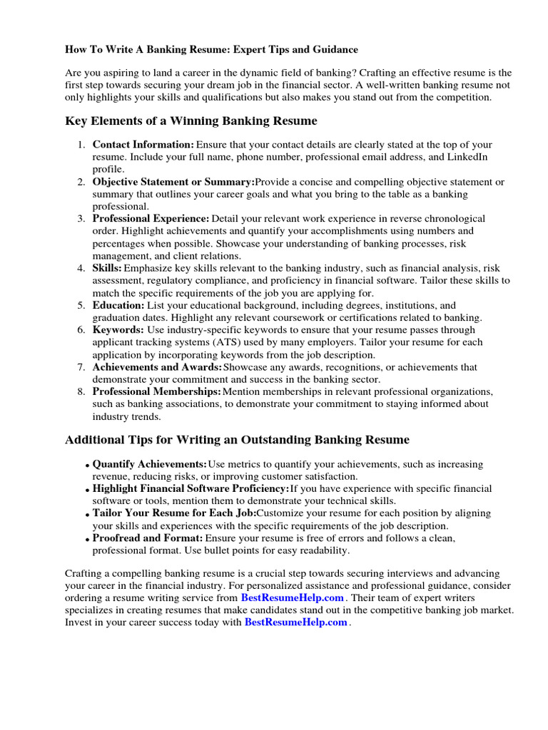 Banking Resume Tips for Job Seekers | PDF | Résumé | Banks