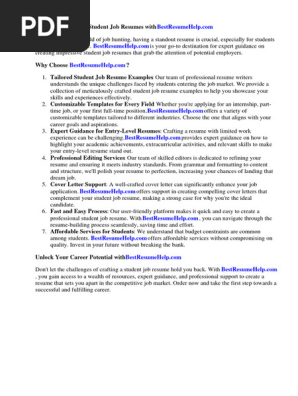 Student Job Resume Examples